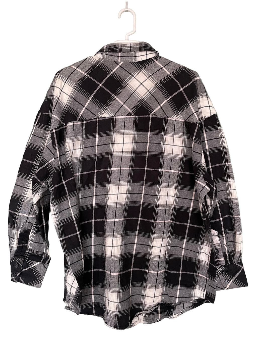 Camisa Cuadros B/N Manga Larga (M amplio)