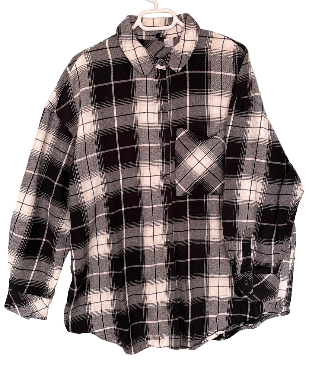 Camisa Cuadros B/N Manga Larga (M amplio)